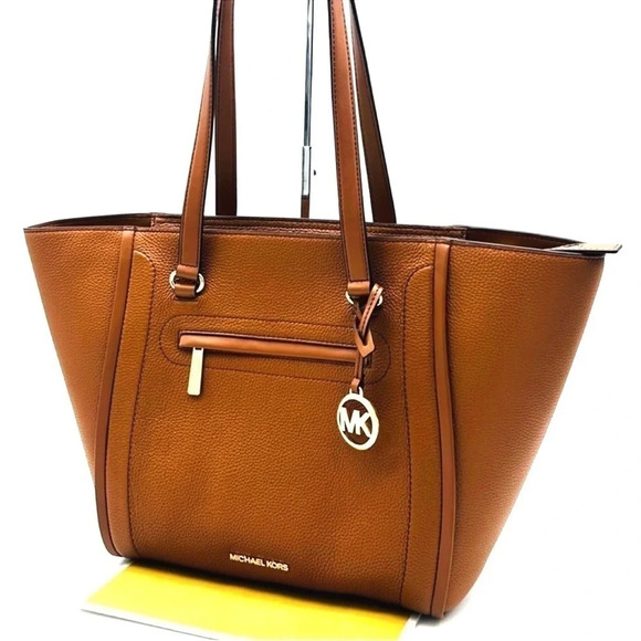 Michael Kors Bag Shopper Carine Large Front Zip Tote Bag Brown/Gold (NWT)) - Picture 1 of 10